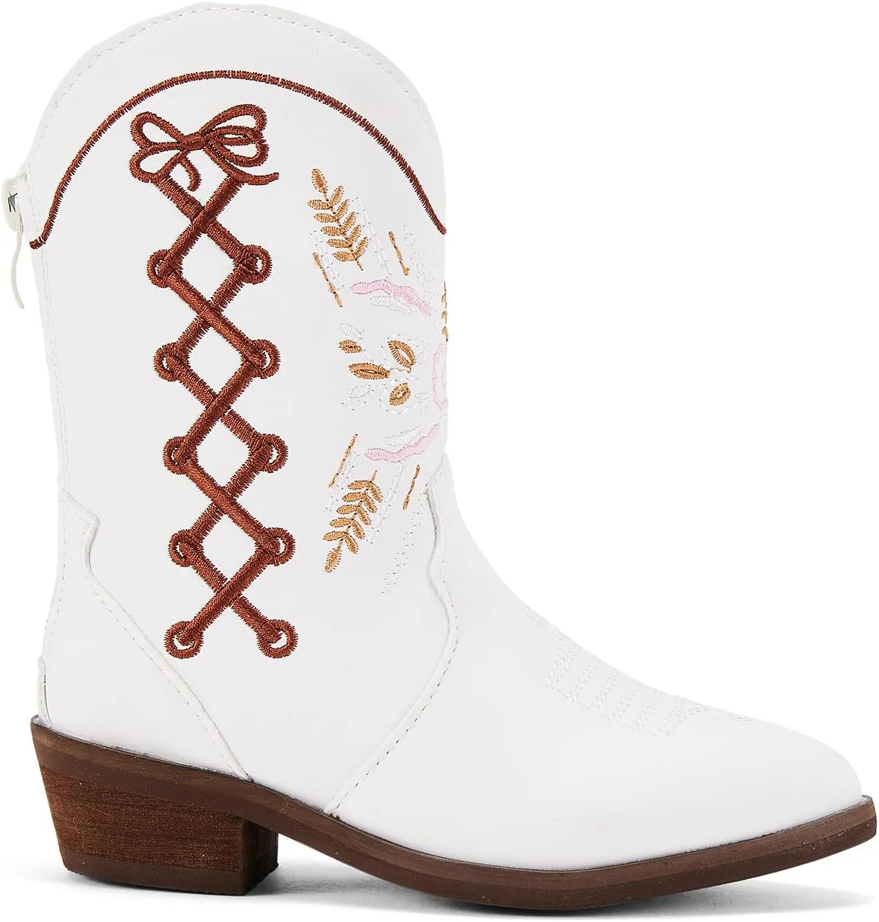 BMCiTYBM Toddler Little Girls Cowboy Cowgirl Boots Kids Pointed Toe Western Boots Mid Calf Side Zipper Riding Shoes for All Seasons (Toddler/Little Kid)