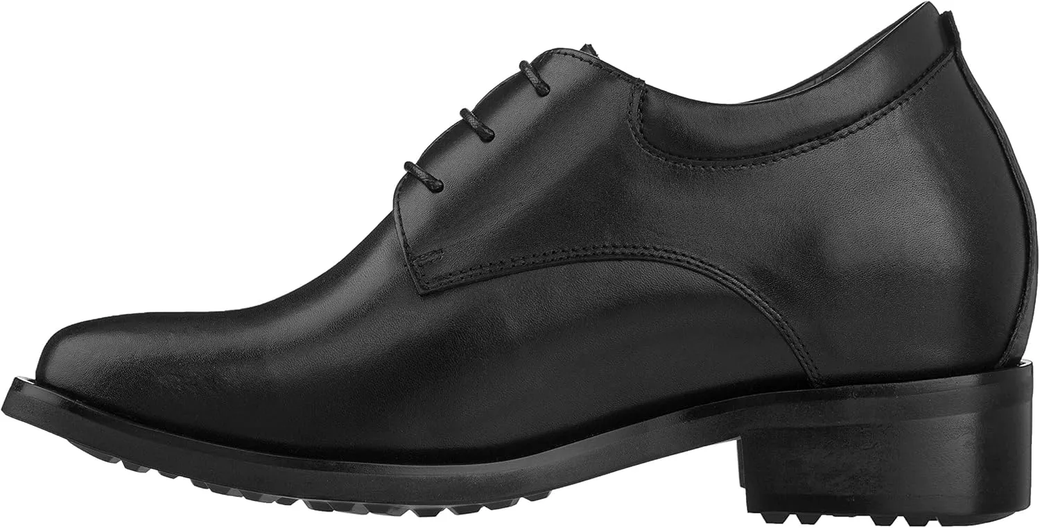 Calden Men's Invisible Height Increasing Elevator Shoes - Black Leather Lace-up Lightweight Formal Oxfords - 4 Inches Taller - K59510 - Size 10 D(M) US