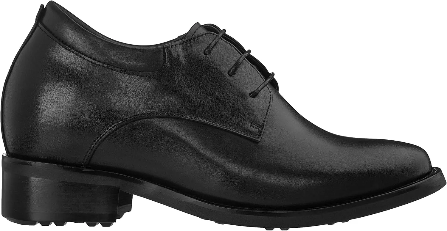 Calden Men's Invisible Height Increasing Elevator Shoes - Black Leather Lace-up Lightweight Formal Oxfords - 4 Inches Taller - K59510 - Size 10 D(M) US