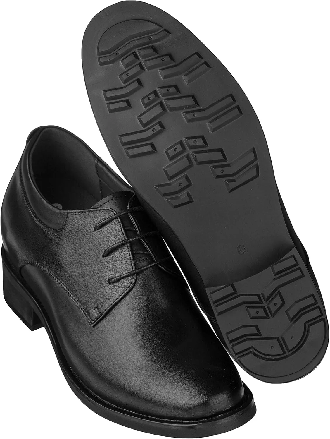 Calden Men's Invisible Height Increasing Elevator Shoes - Black Leather Lace-up Lightweight Formal Oxfords - 4 Inches Taller - K59510 - Size 10 D(M) US