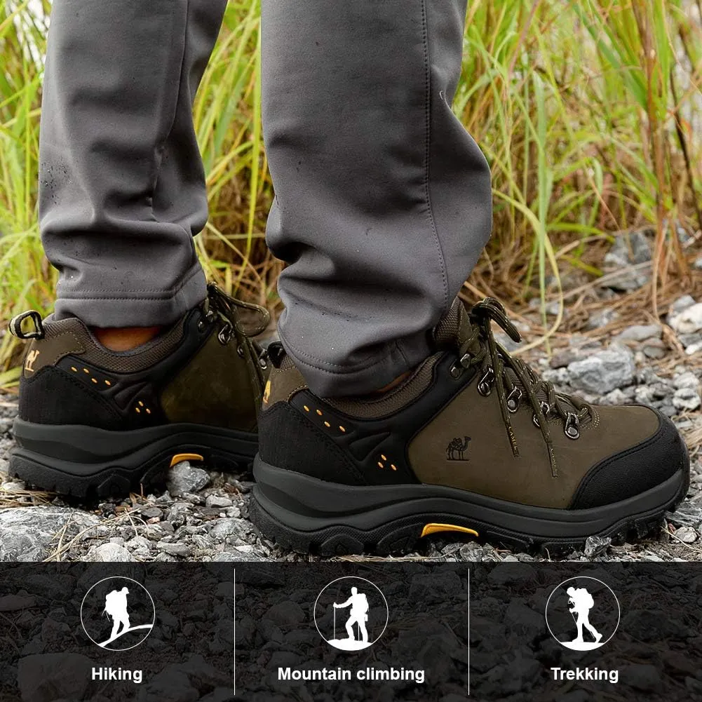 CAMEL CROWN Hiking Shoes Men Trekking Shoe Low Top Outdoor Walking Waterproof Leather Trail Sneakers
