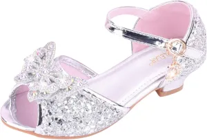 Children Shoes with Diamond Shiny Sandals Princess Shoes Bow High Heels Show Princess Shoes Kids High Heels