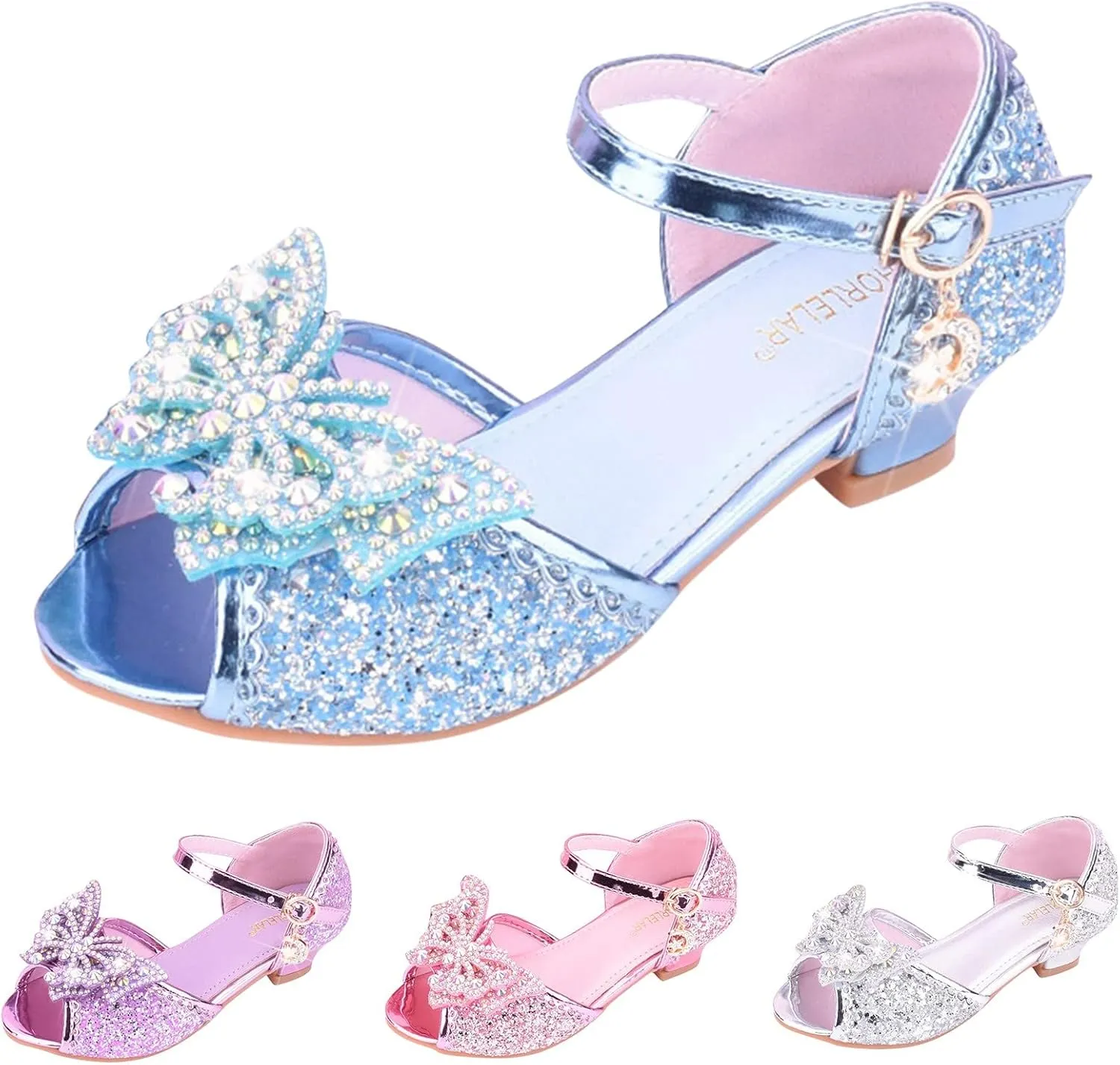 Children Shoes with Diamond Shiny Sandals Princess Shoes Bow High Heels Show Princess Shoes Kids High Heels