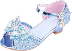 Children Shoes with Diamond Shiny Sandals Princess Shoes Bow High Heels Show Princess Shoes Kids High Heels