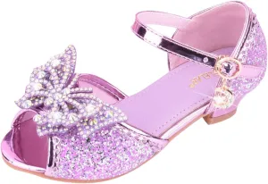 Children Shoes with Diamond Shiny Sandals Princess Shoes Bow High Heels Show Princess Shoes Kids High Heels