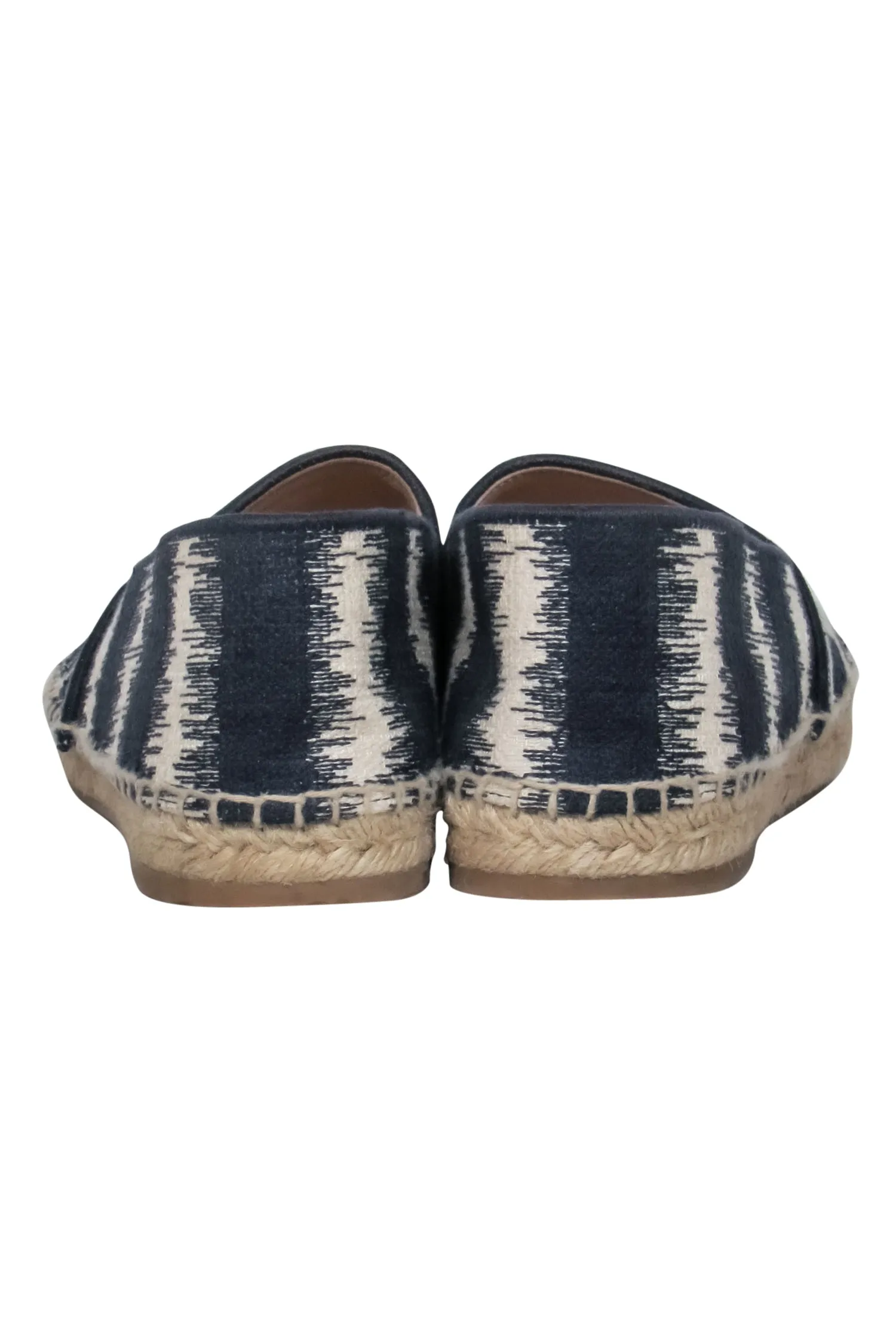 Christian Dior – Striped Deep Blue & White Embroided Cotton Espadrille Sz 9.5