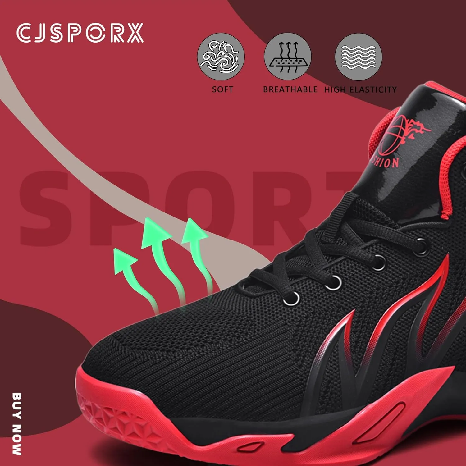CJSPORX Men's Basketball Shoes Breathable Non-Slip Sneakers Fashionable Sports