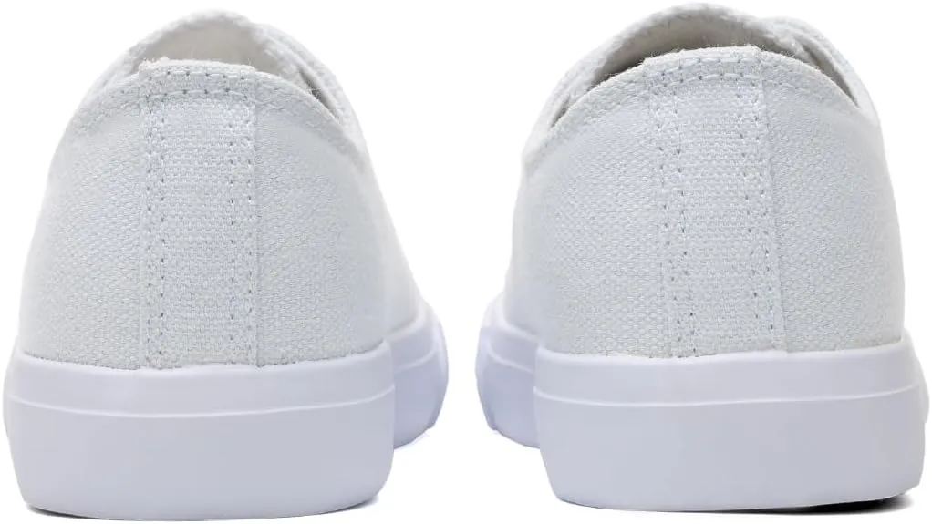 Classic Unisex Low-Top Canvas Sneakers ??Boys Girls and Toddler Casual Lace-Up Shoes with Rubber Sole, Includes Extra White Shoelaces