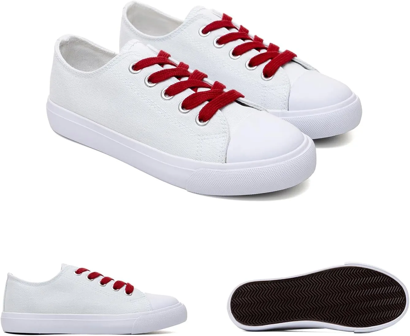 Classic Unisex Low-Top Canvas Sneakers ??Boys Girls and Toddler Casual Lace-Up Shoes with Rubber Sole, Includes Extra White Shoelaces