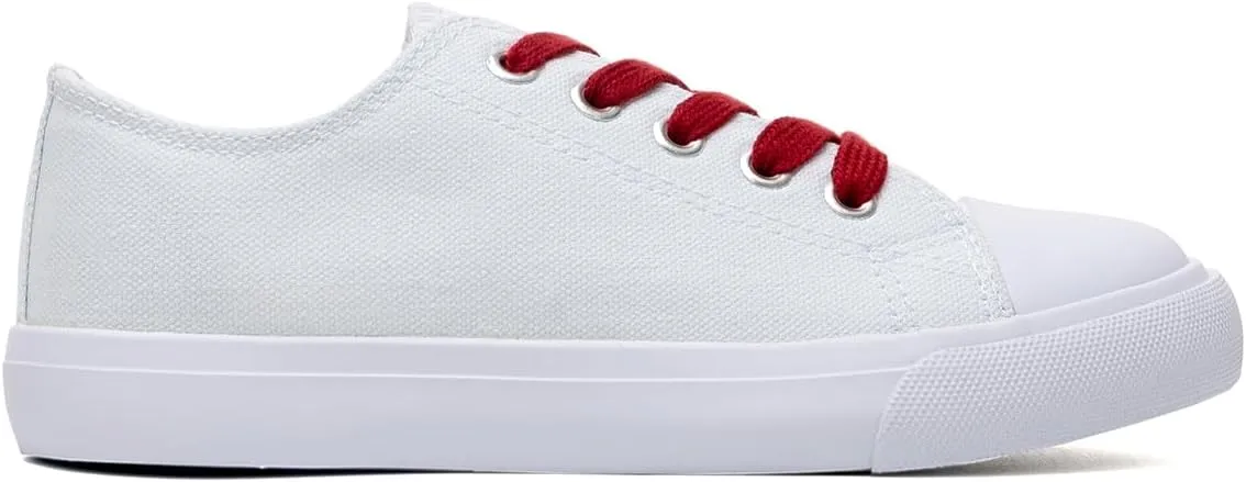 Classic Unisex Low-Top Canvas Sneakers ??Boys Girls and Toddler Casual Lace-Up Shoes with Rubber Sole, Includes Extra White Shoelaces