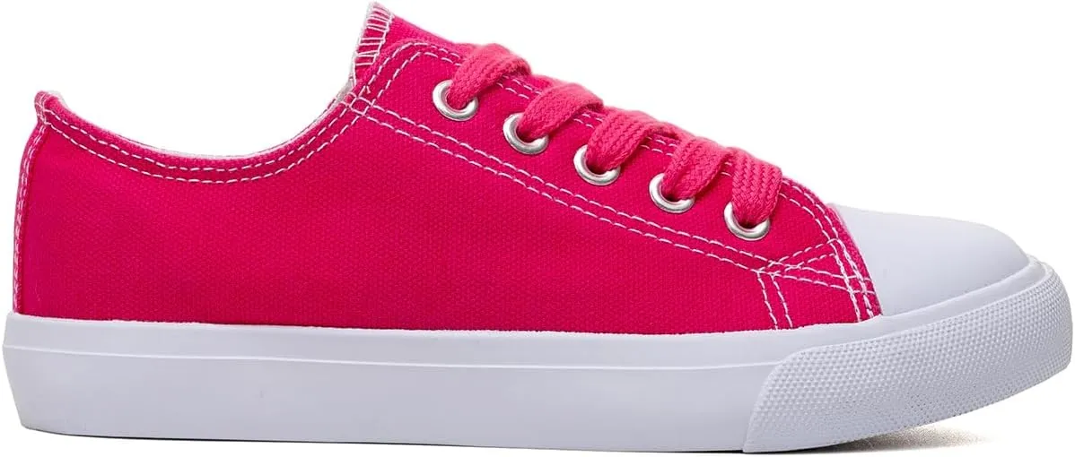 Classic Unisex Low-Top Canvas Sneakers ?C Boys Girls and Toddler Casual Lace-Up Shoes with Rubber Sole, Includes Extra White Shoelaces