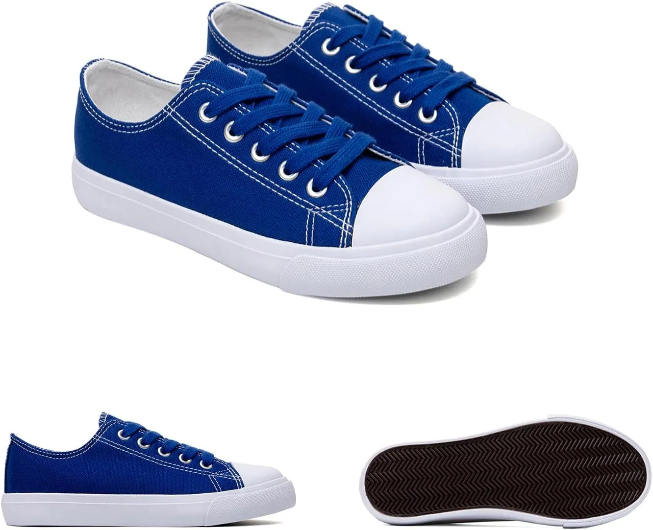 Classic Unisex Low-Top Canvas Sneakers ?C Boys Girls and Toddler Casual Lace-Up Shoes with Rubber Sole, Includes Extra White Shoelaces
