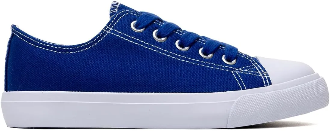 Classic Unisex Low-Top Canvas Sneakers ?C Boys Girls and Toddler Casual Lace-Up Shoes with Rubber Sole, Includes Extra White Shoelaces