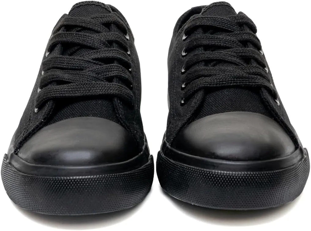 Classic Unisex Low-Top Canvas Sneakers ?C Boys Girls and Toddler Casual Lace-Up Shoes with Rubber Sole, Includes Extra White Shoelaces