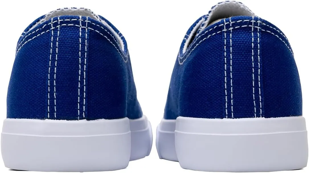 Classic Unisex Low-Top Canvas Sneakers ?C Boys Girls and Toddler Casual Lace-Up Shoes with Rubber Sole, Includes Extra White Shoelaces