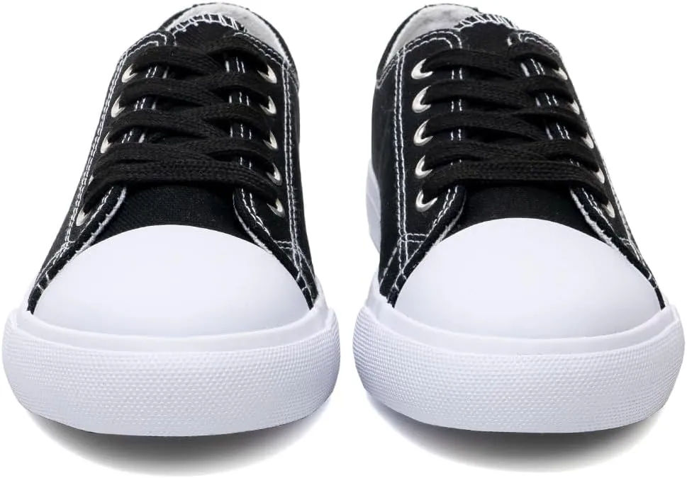 Classic Unisex Low-Top Canvas Sneakers ?C Boys Girls and Toddler Casual Lace-Up Shoes with Rubber Sole, Includes Extra White Shoelaces