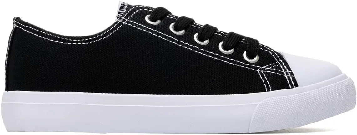 Classic Unisex Low-Top Canvas Sneakers ?C Boys Girls and Toddler Casual Lace-Up Shoes with Rubber Sole, Includes Extra White Shoelaces