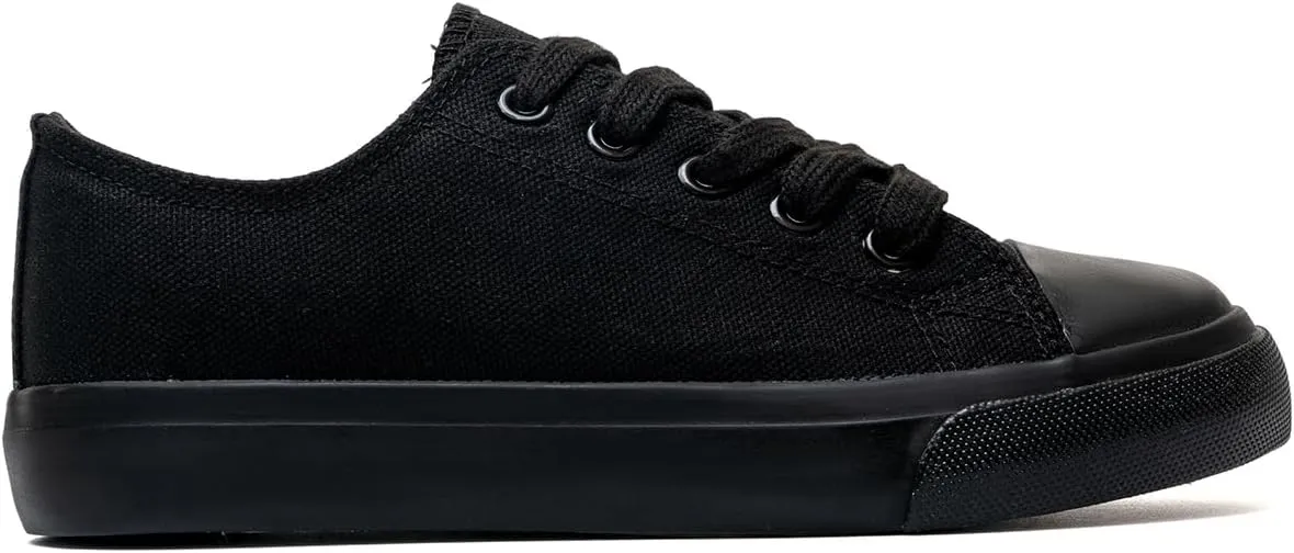 Classic Unisex Low-Top Canvas Sneakers ?C Boys Girls and Toddler Casual Lace-Up Shoes with Rubber Sole, Includes Extra White Shoelaces