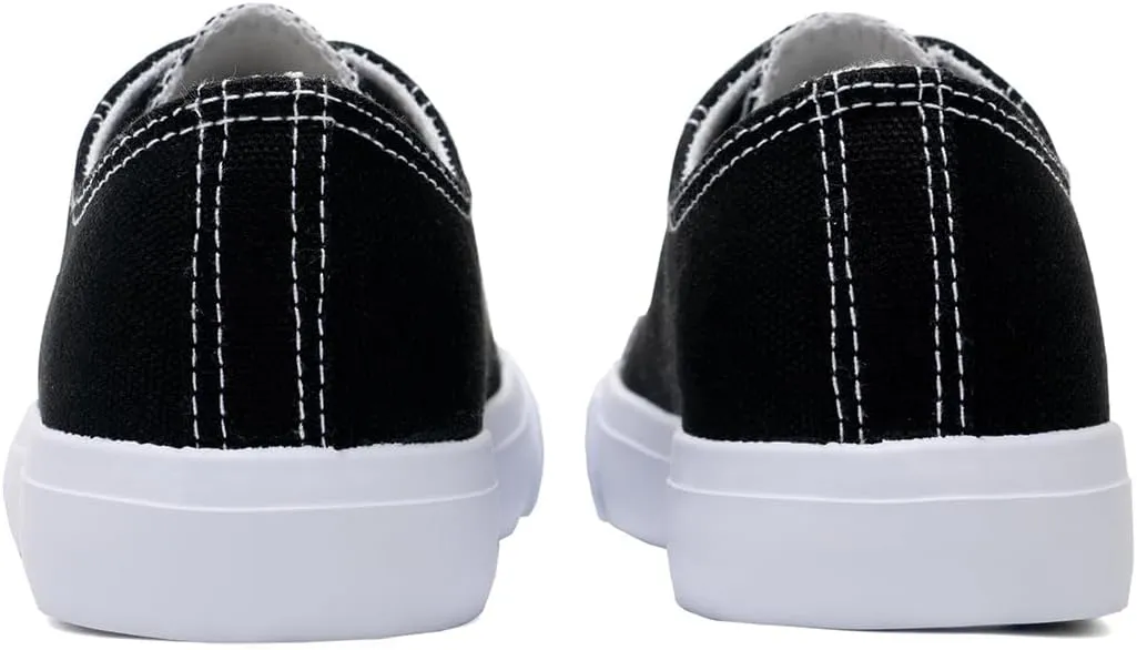 Classic Unisex Low-Top Canvas Sneakers ?C Boys Girls and Toddler Casual Lace-Up Shoes with Rubber Sole, Includes Extra White Shoelaces
