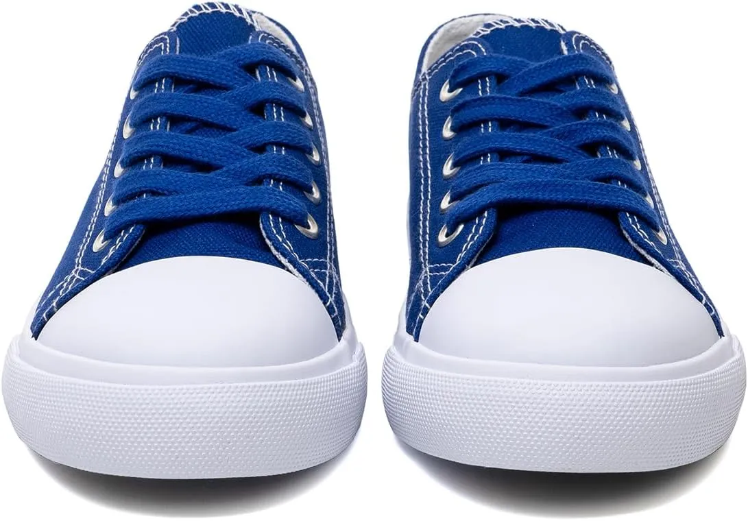 Classic Unisex Low-Top Canvas Sneakers ?C Boys Girls and Toddler Casual Lace-Up Shoes with Rubber Sole, Includes Extra White Shoelaces