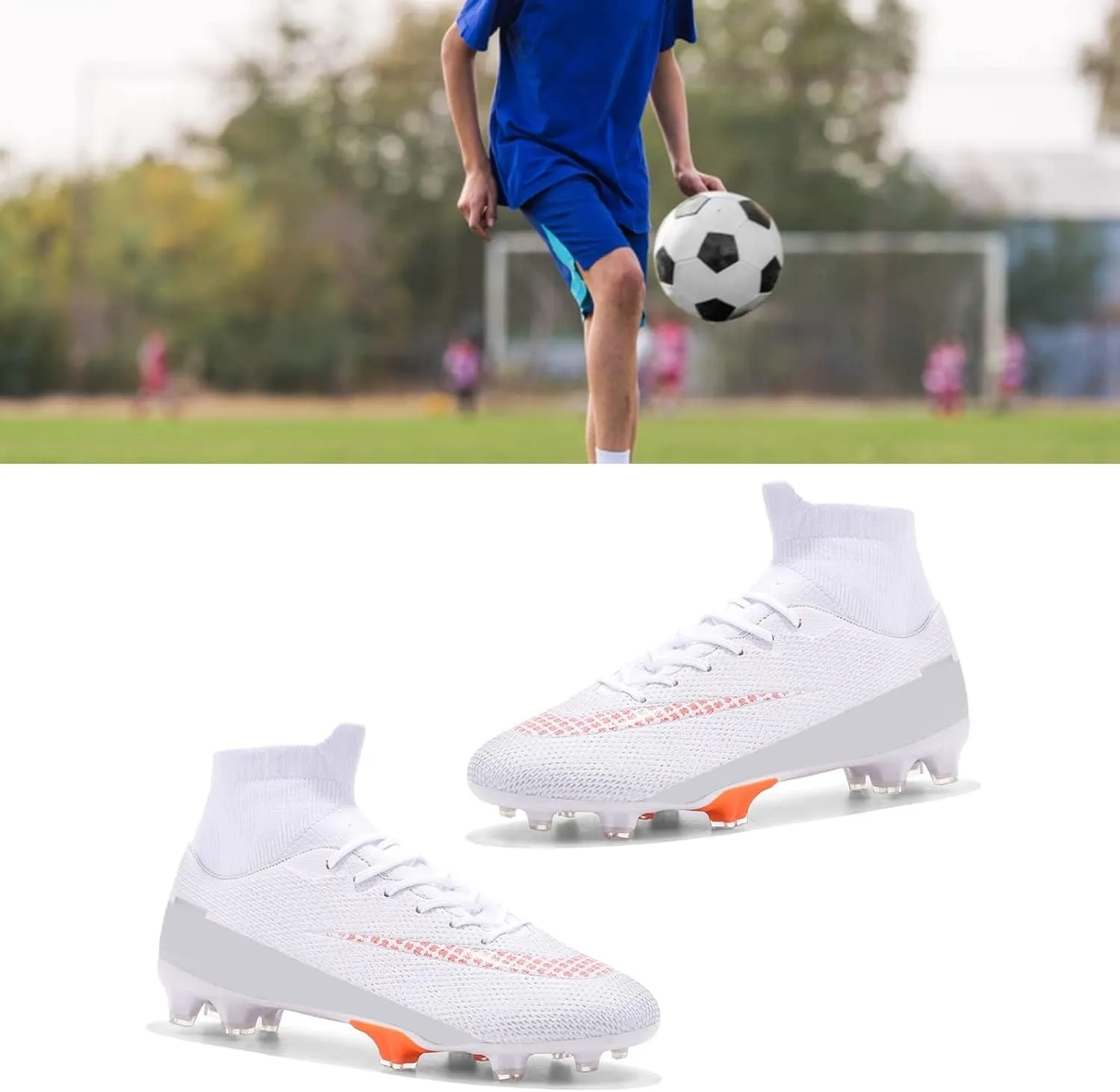 Cleats Men Soccer Shoes, Outdoor Indoor Training Adult Football Shoes, Grass Training Match Sport Sneakers