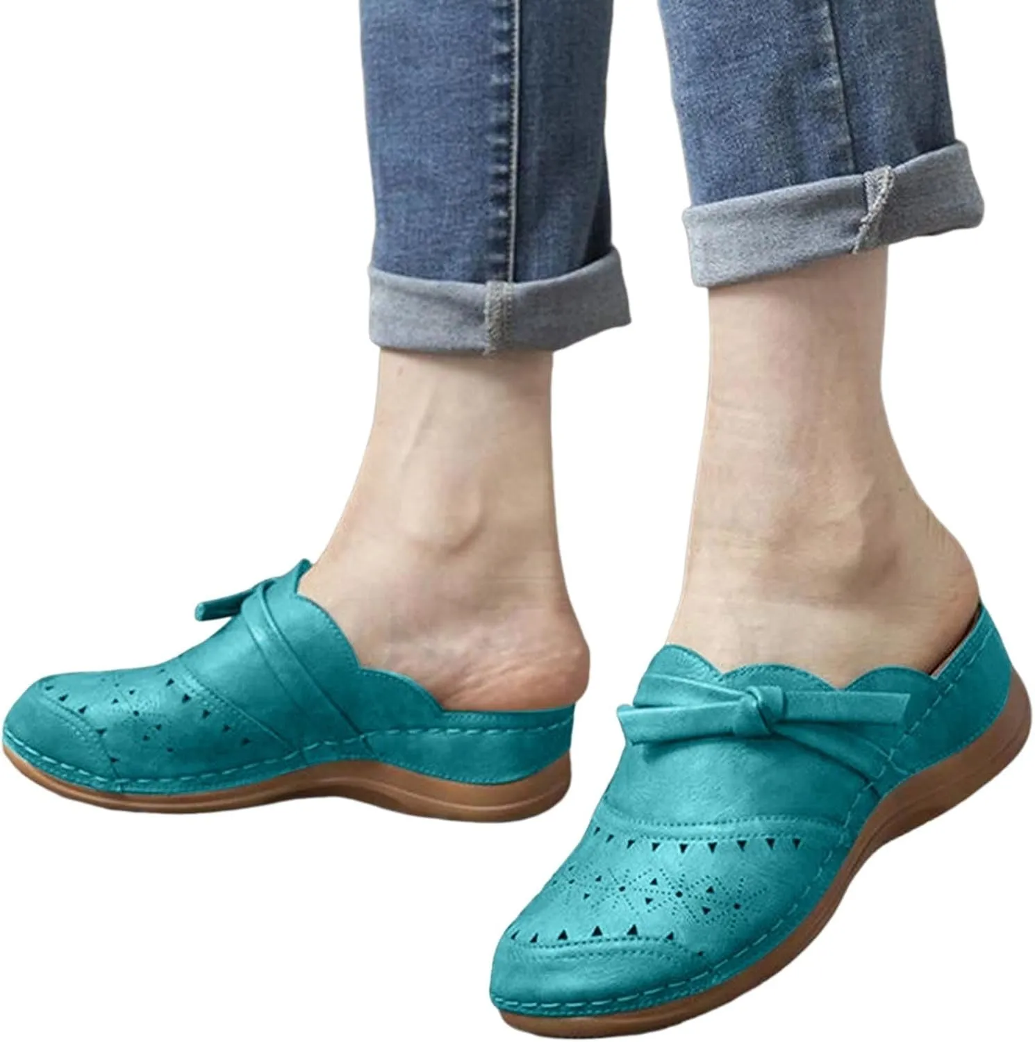 Clogs Wide Width Wedge Sandals Hollow Out Closed Toe Slip On Slippers Arch Support Women Toe Ring Sandals Crystal