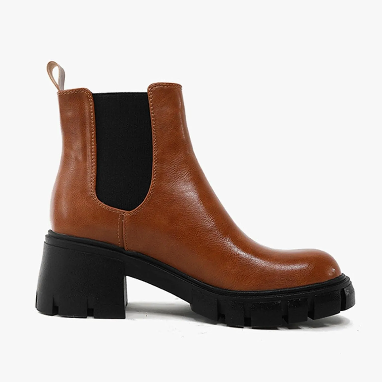 Combat Women Ankle Boots Fashion Women Boots Thick Heel Boots for Women Autumn And Winter Round Toe Slip on Boots
