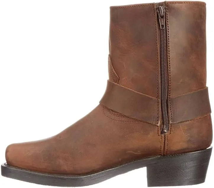 Cowboy Boots For Men Outdoor Zipper Non-Slip Wear-Resistant Heel Classic Short Boots Fall Winter Traditional Boots