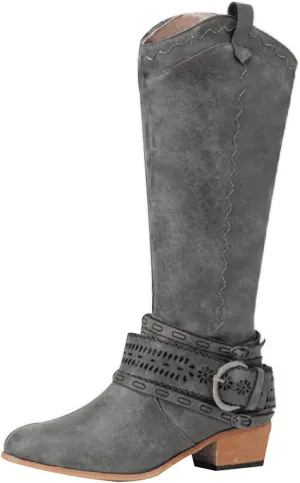 Cowboy Boots for Women Cowboy Boots For Women Wide Calf Buckle Mid-Calf Knee High Cowboy Boots Women Cowboy Boots