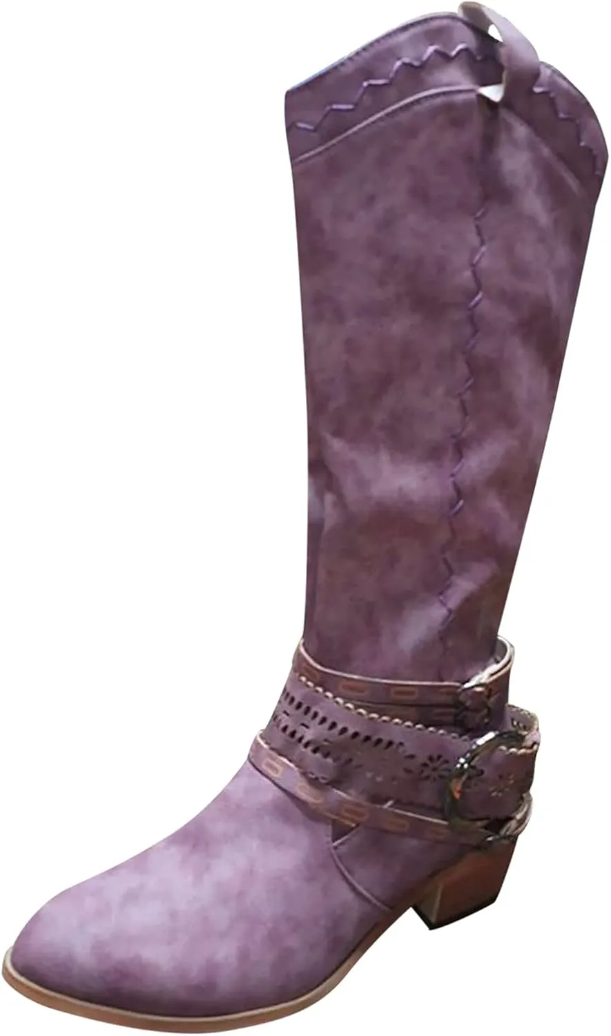 Cowboy Boots for Women Cowboy Boots For Women Wide Calf Buckle Mid-Calf Knee High Cowboy Boots Women Cowboy Boots