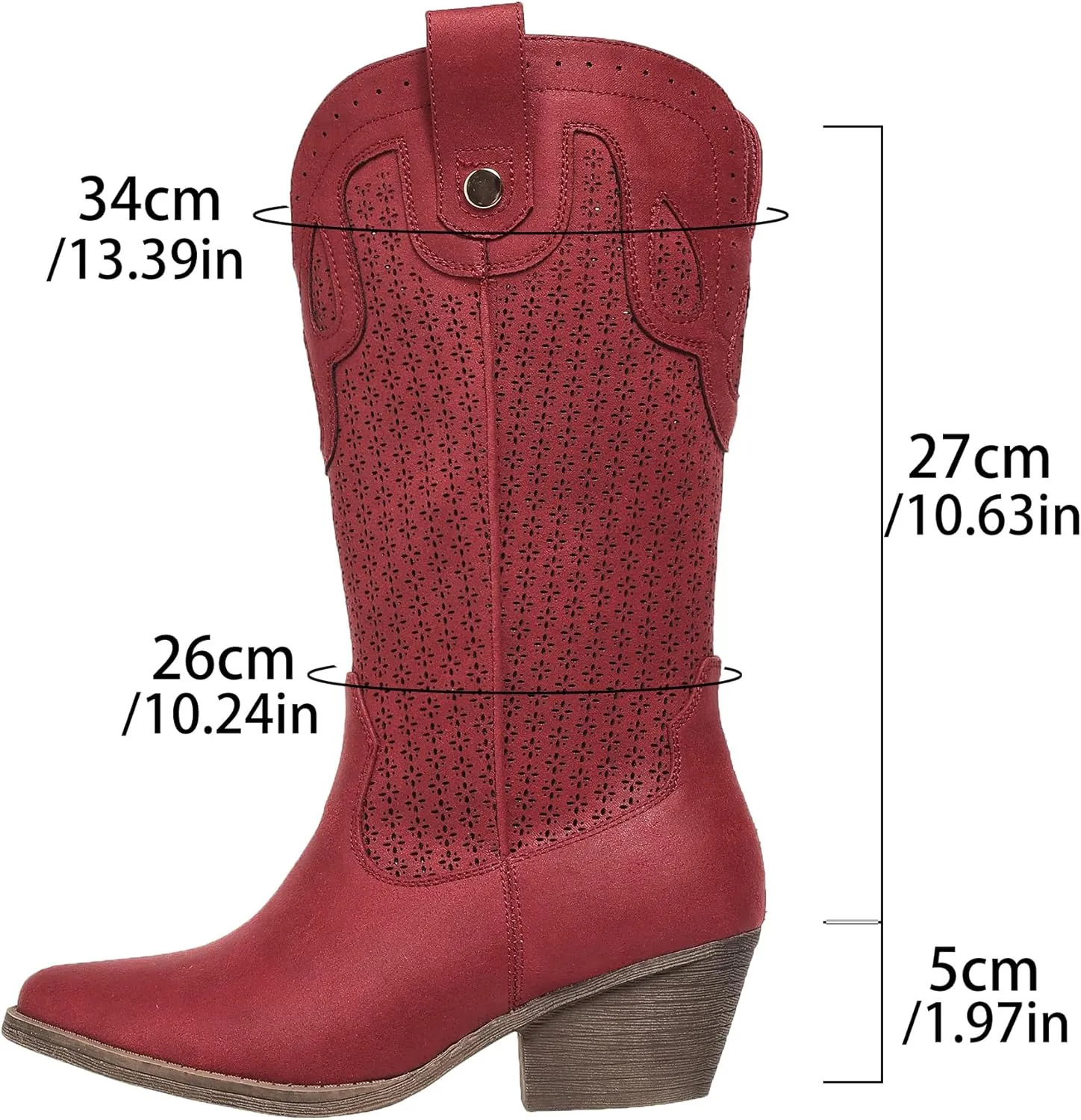 Cowboy Boots for Women Cowgirl Western Boots Pointed Toe Low Heel Girls Ladies Chunky Heeled Wide Calf Boot for Casual Dressy