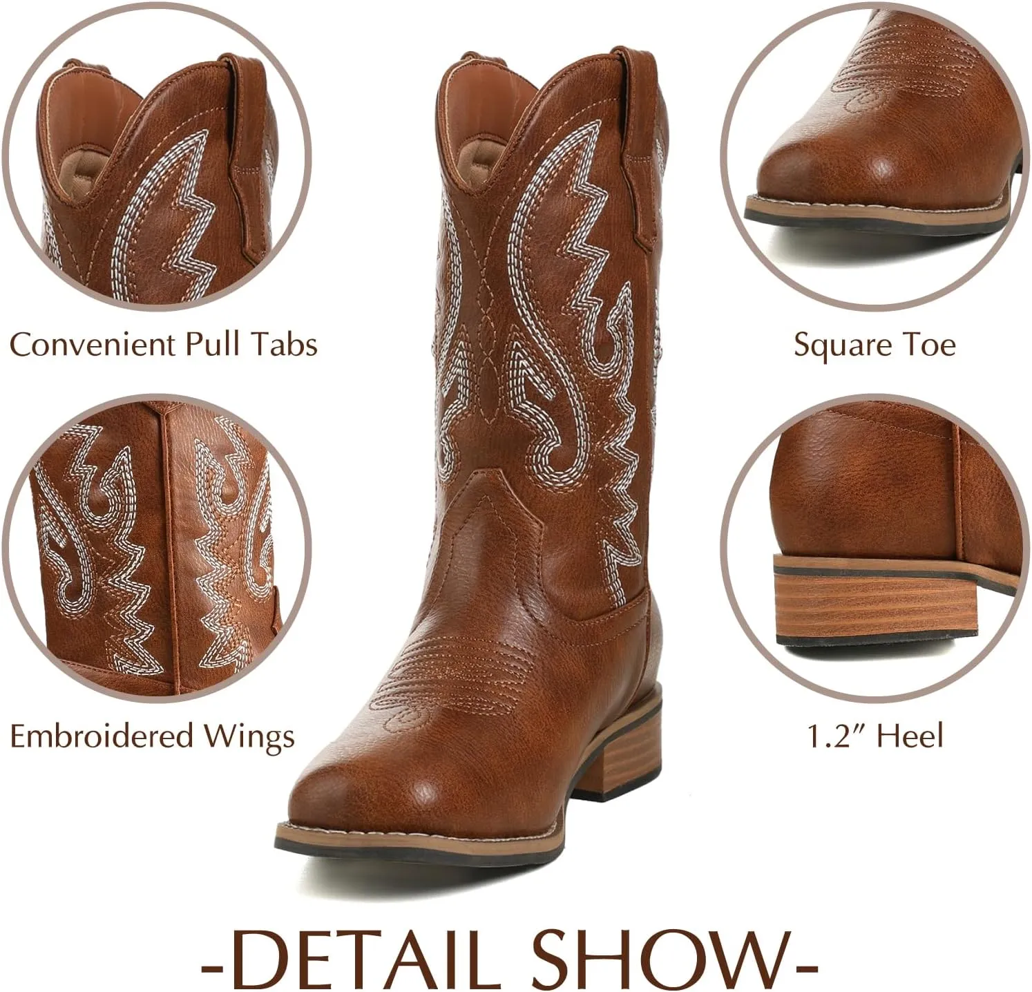 Cowboy Boots Square Toe Kids Boots Embroidered Western Boots Cowgirl Boots For Toddler/Little Kid/Big Kid