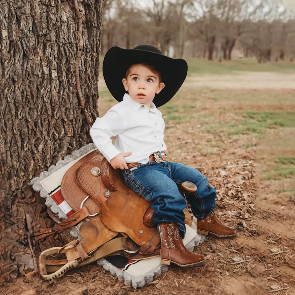Cowboy Boots Square Toe Kids Boots Embroidered Western Boots Cowgirl Boots For Toddler/Little Kid/Big Kid