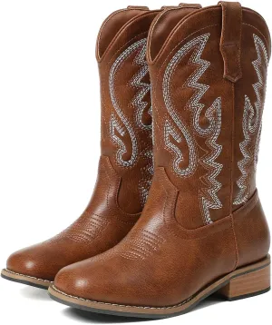 Cowboy Boots Square Toe Kids Boots Embroidered Western Boots Cowgirl Boots For Toddler/Little Kid/Big Kid