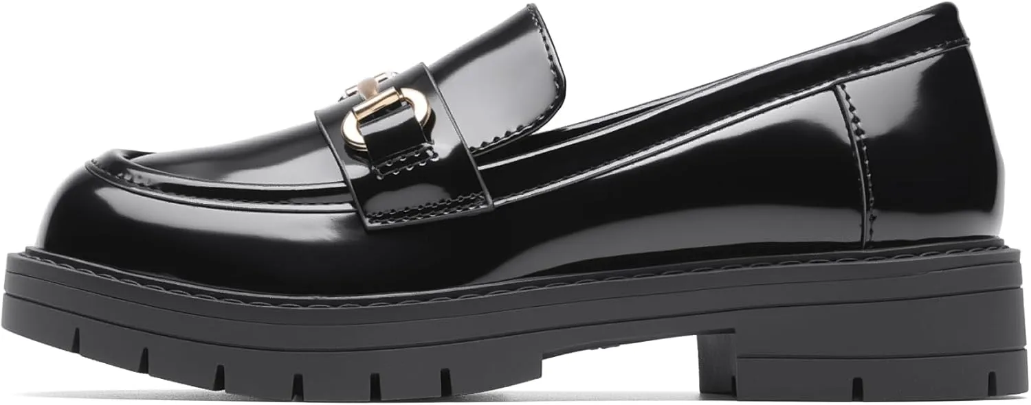 DREAM PAIRS Girls Loafers Chunky Platform Slip On Loafers School Uniform Dress Shoes