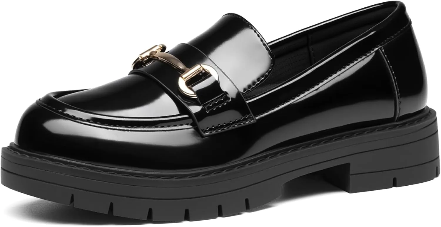 DREAM PAIRS Girls Loafers Chunky Platform Slip On Loafers School Uniform Dress Shoes