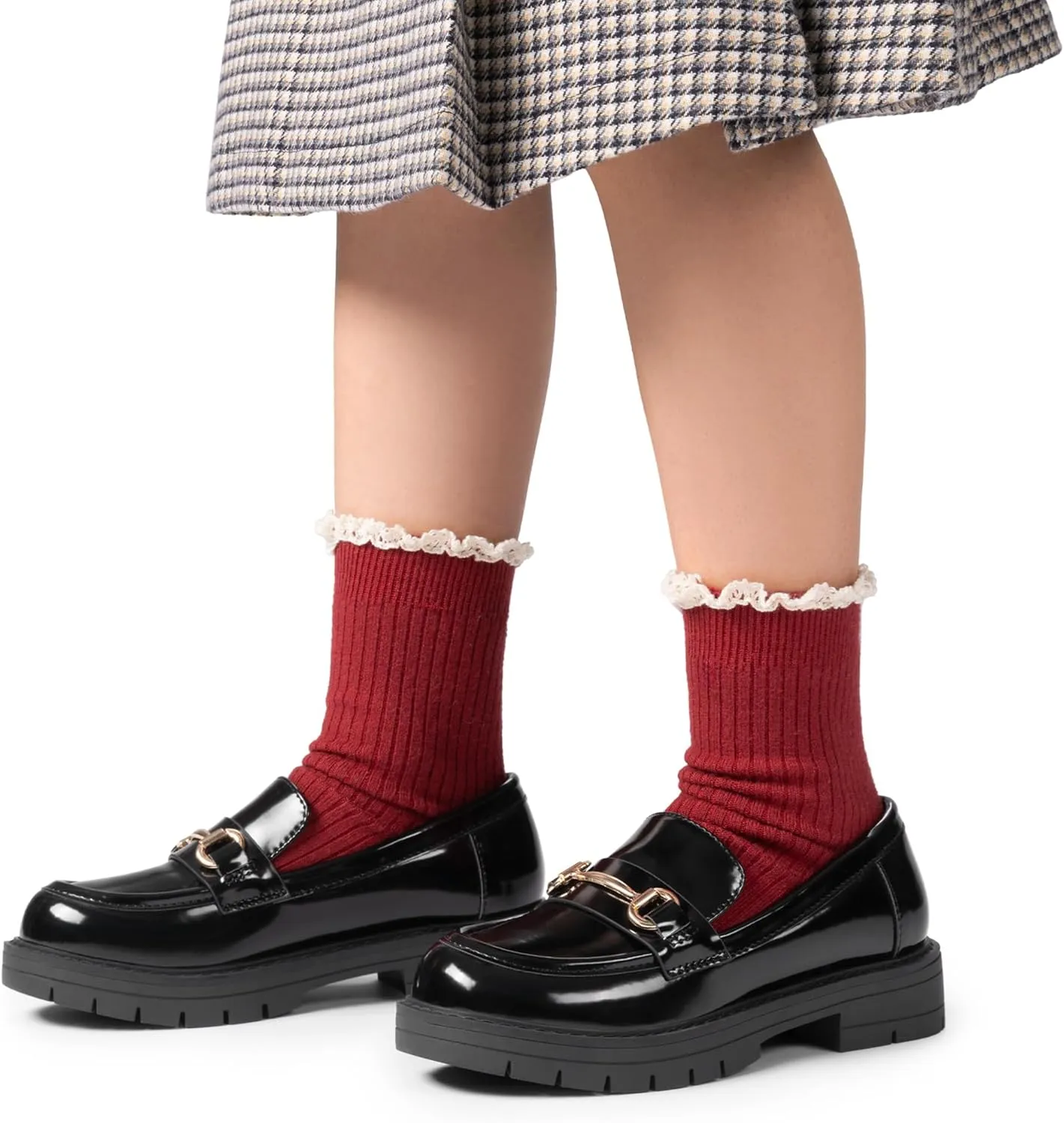 DREAM PAIRS Girls Loafers Chunky Platform Slip On Loafers School Uniform Dress Shoes