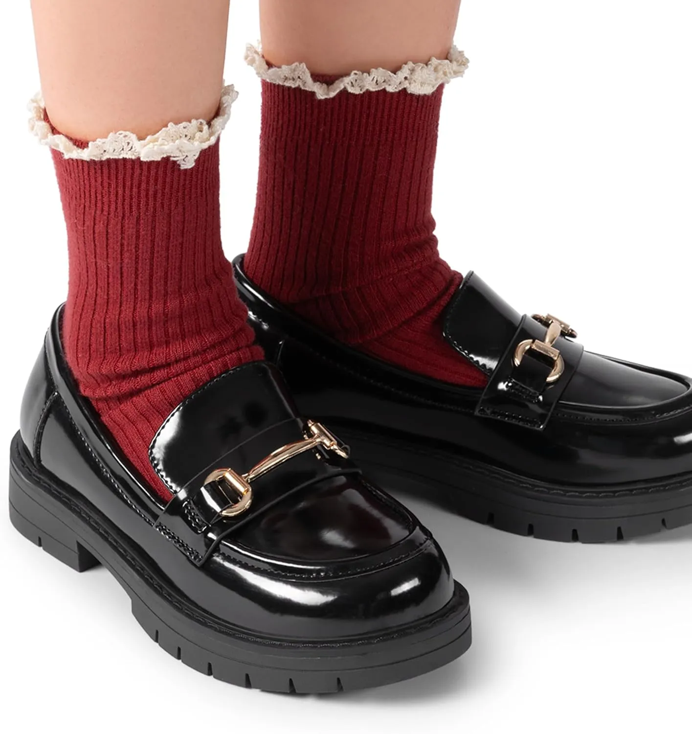 DREAM PAIRS Girls Loafers Chunky Platform Slip On Loafers School Uniform Dress Shoes