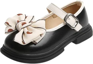 Fashion Autumn Girls Casual Shoes Thick Sole Round Toe Polka Dot Bow Buckle Dress Shoes Toddler on Boots