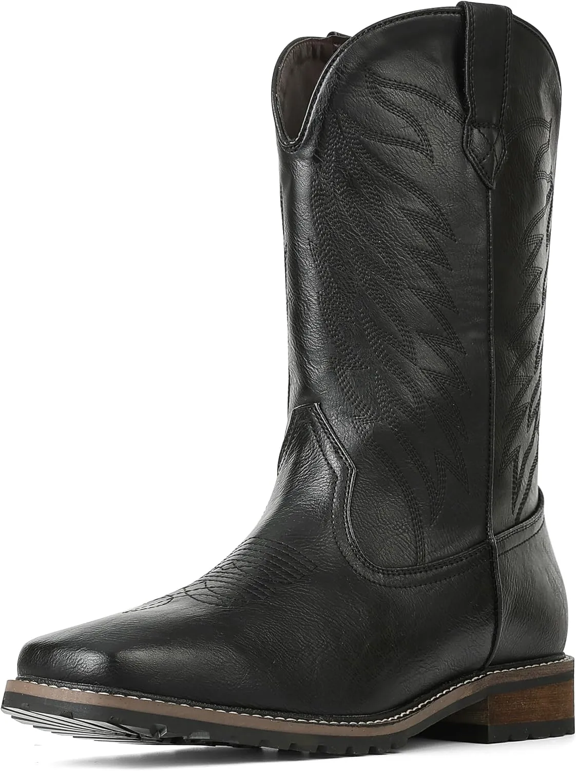 femflame Cowboy Boots for Men Square Toe Embroidered Mens Cowboy Boots Distressed Work boots Traditional Western Boots
