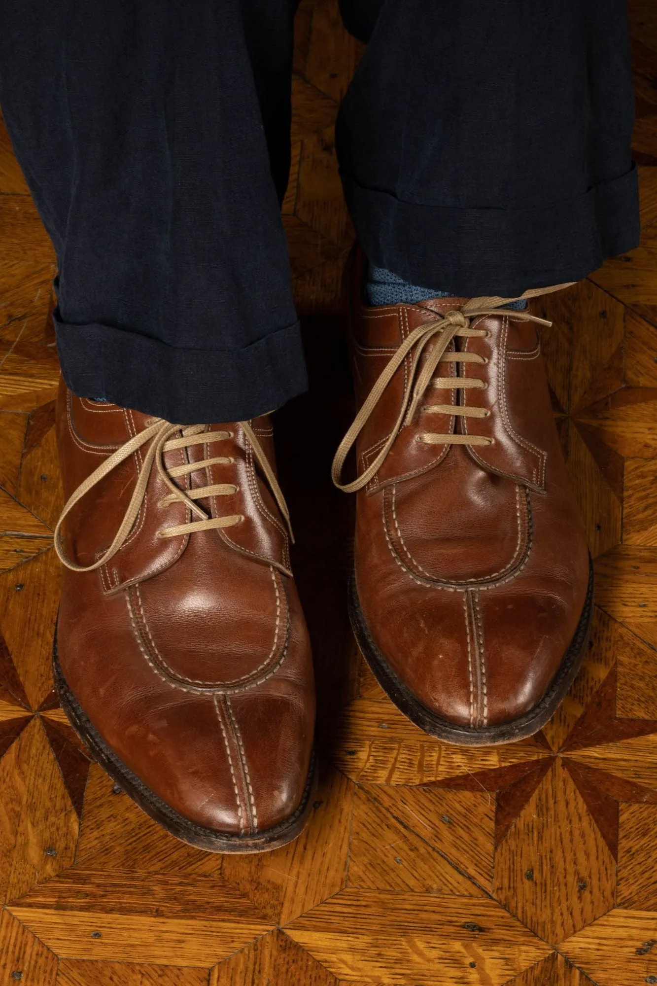 Flat Dark Havana Waxed Cotton Shoelaces