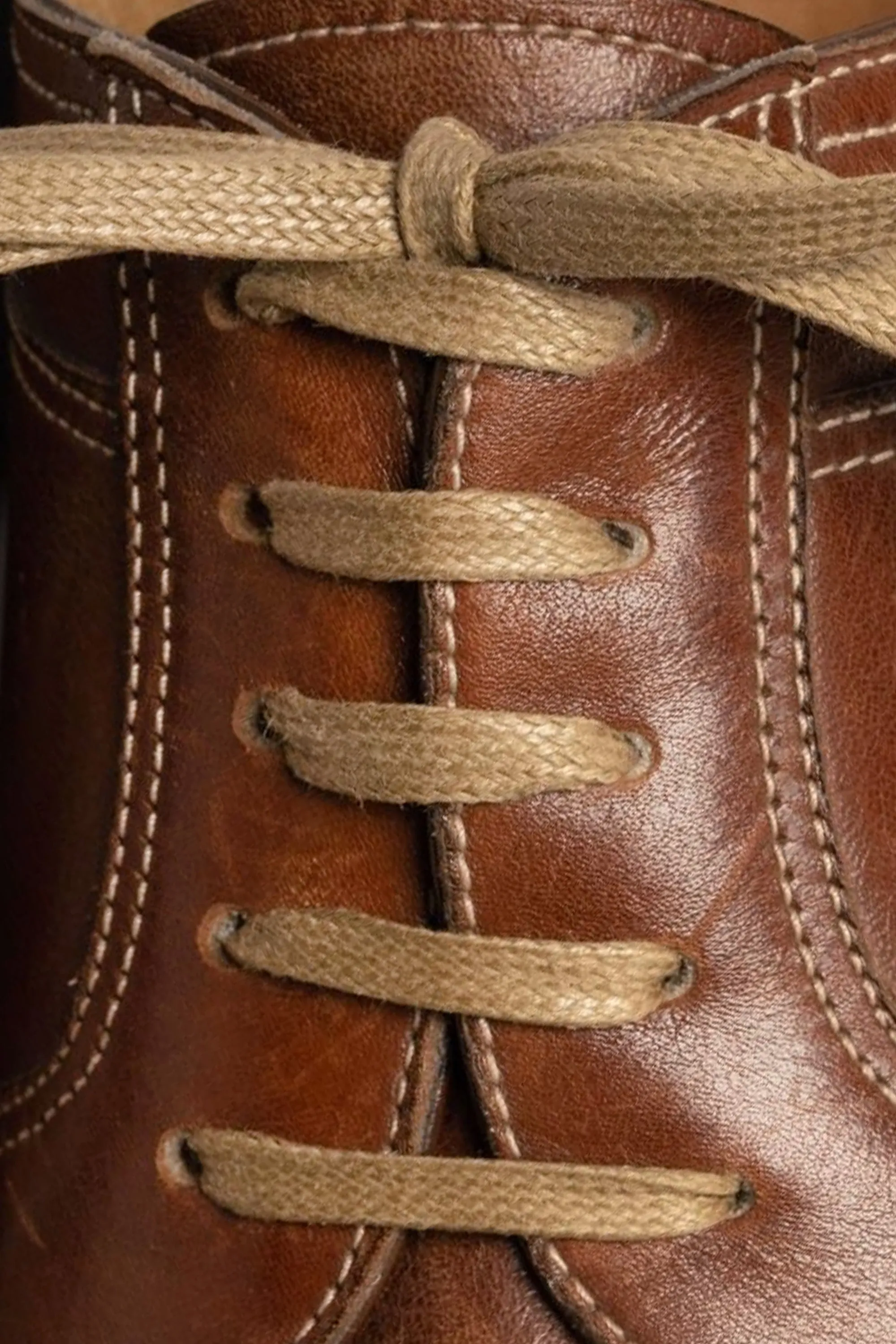 Flat Dark Havana Waxed Cotton Shoelaces