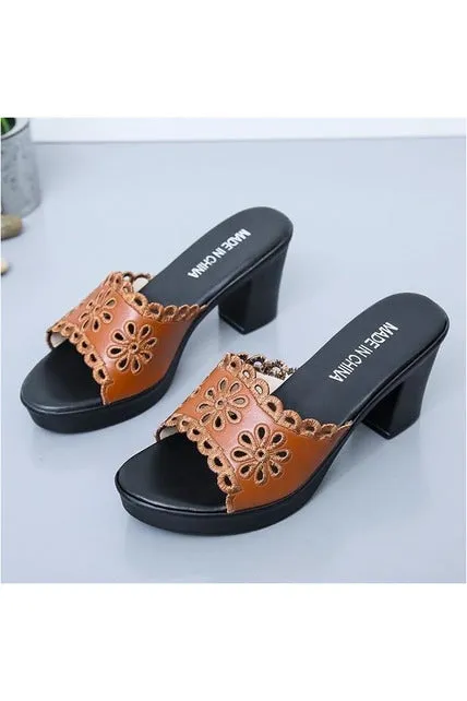 Flower Breathable Slipper Heels