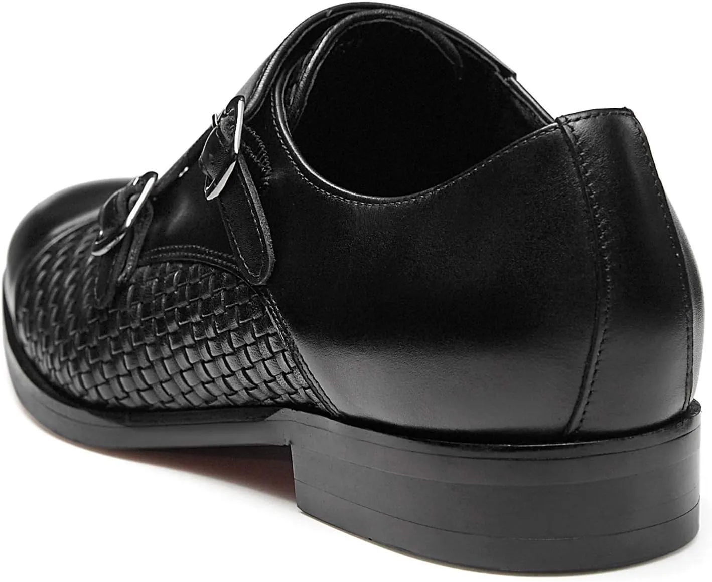 FRASOICUS Men ??s Dress Shoes Genuine Leather Single Monk Strap Slip-On Shoes for Formal Occasions