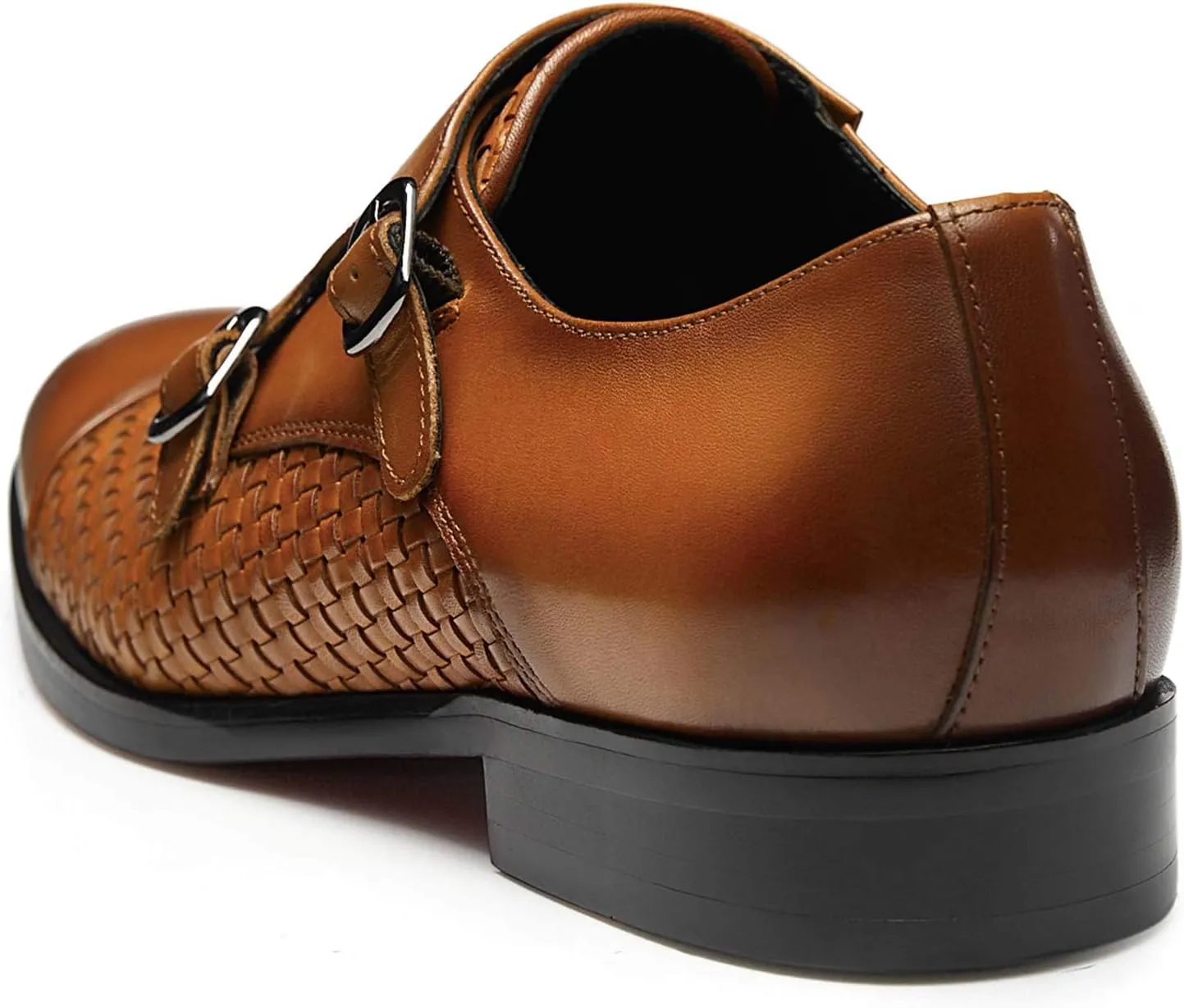 FRASOICUS Men ??s Dress Shoes Genuine Leather Single Monk Strap Slip-On Shoes for Formal Occasions