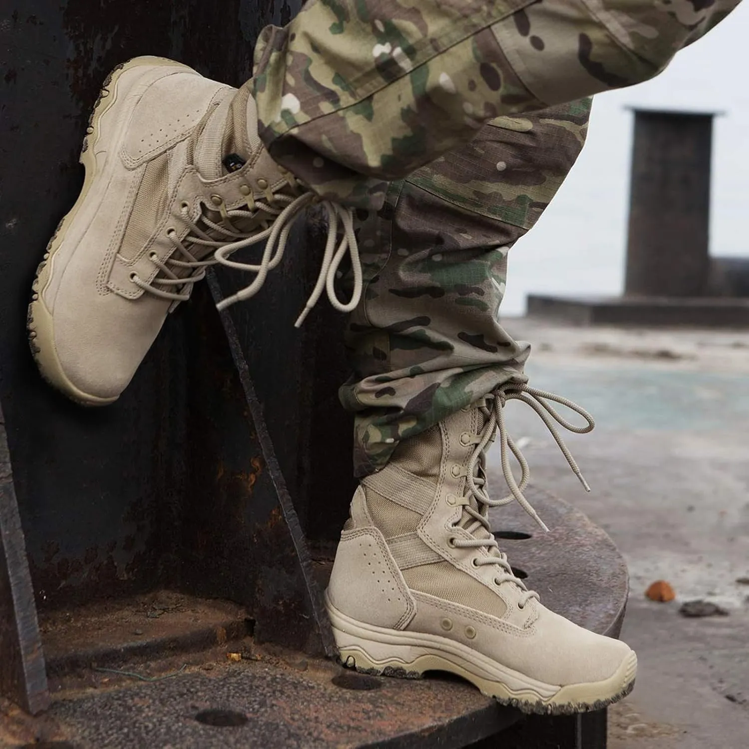 FREE SOLDIER Women??s Tactical Boots 8 Inches Lightweight Combat Boot Durable Military Work Outdoors Boots Desert Boot for Women