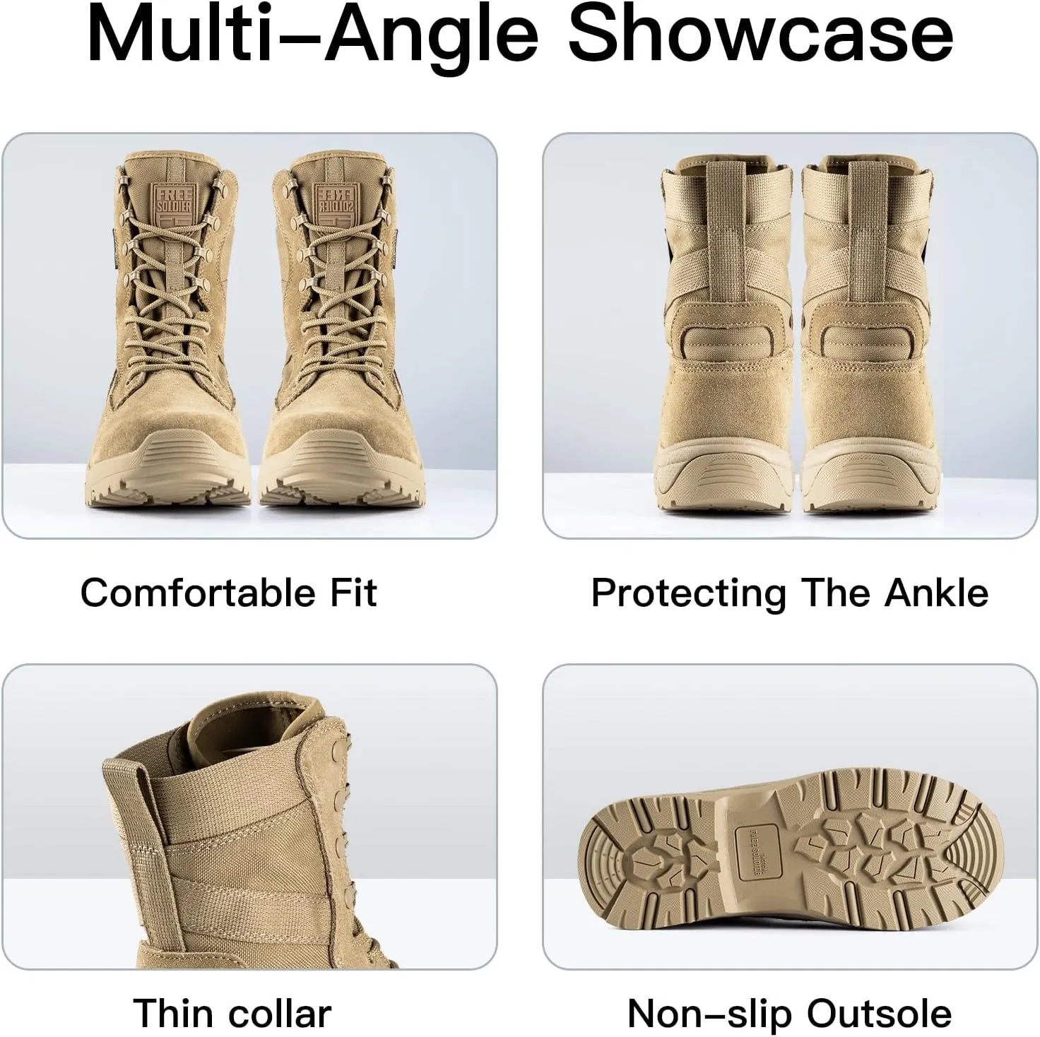 FREE SOLDIER Women??s Tactical Boots 8 Inches Lightweight Combat Boot Durable Military Work Outdoors Boots Desert Boot for Women