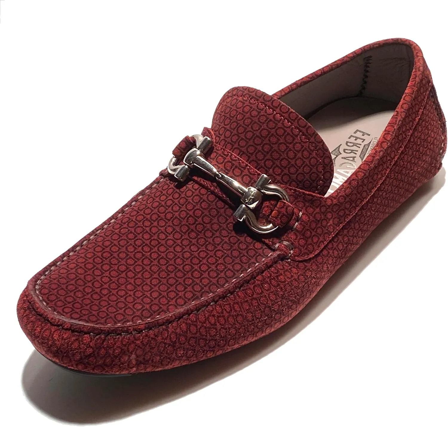 Gancini Bit Red Parigi 17 Mens Suede Drivers Dress Loafers Moccasin Brown (Salvatore