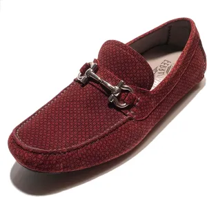 Gancini Bit Red Parigi 17 Mens Suede Drivers Dress Loafers Moccasin Brown (Salvatore