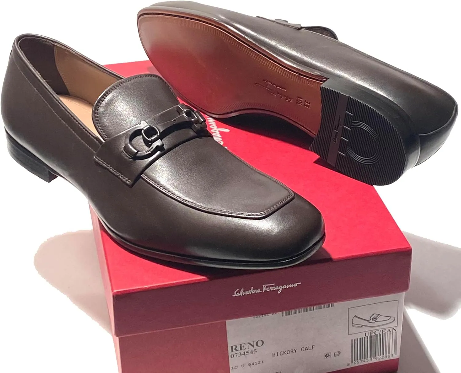 Gancini Brown Hickory Calf Matte Leather Reno Men's Dress Bit Loafers Slip-on Salvatore